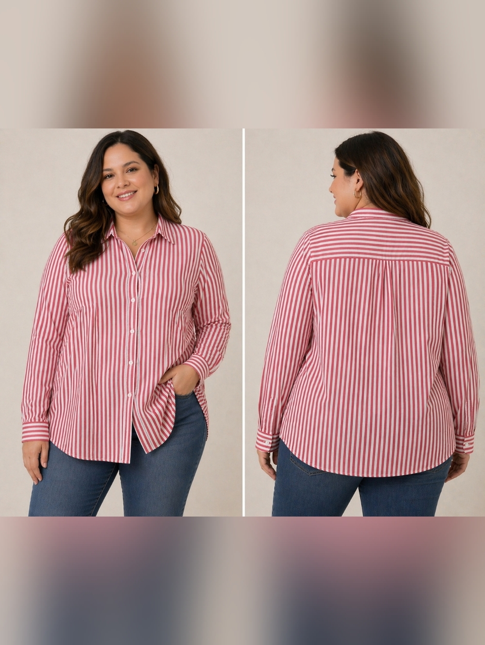 Roaman's Striped Button Down Shirt